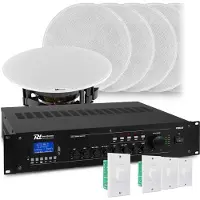 Power Dynamics met Bluetooth, 4 zones, 8x inbouw speaker (5) et 240W 100V versterker van (Passif), Haut-parleur PA, Blanc