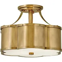 HINKLEY Plafonnier Chance, laiton vieilli, 2xE27x60W, verre, dimensions : 25,4 x 36,2 x 36,2 cm, IP20, Quintiesse