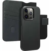 Accezz Étui de télephone portefeuille en cuir 2-en-1 avec MagSafe pour Apple iPhone 15 Pro - Onyx Black