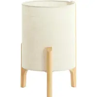 Light & Living Lampe de table Litto Ø 22cm - aspect bois avec lin naturel