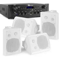 Power Dynamics Horeca Set für Innen- und Aussenseite mit Bluetooth, FM -Radio und MP3 - Weiss (Actif), Haut-parleur PA, Blanc