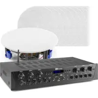 Power Dynamics met Bluetooth - - PV260BT versterker met 12x ESCS5 plafond speaker (Amplificateur), Amplificateur stéréo, Noir