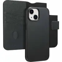Accezz Étui de télephone portefeuille en cuir 2-en-1 avec MagSafe pour Apple iPhone 15 - Onyx Black