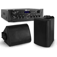 Power Dynamics met Bluetooth - PV220BT 2-zone amplificateur audio + 2 BGO40 zwarte 4/u0027/u0027 speakers (Passif), Haut-parleur PA, Noir