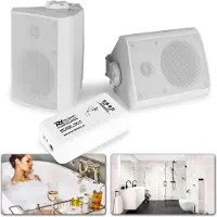 Power Dynamics speakers - Geluidsinstallatie met 2 outdoor speakers et versterker met Bluetooth - Perfect voor over, Enceinte Bluetooth, Blanc