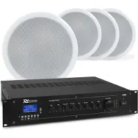 Power Dynamics geluidsinstallatie - - 60W versterker met Bluetooth en 4x inbouw speaker (2-way - 5) (Passif), Haut-parleur PA, Blanc