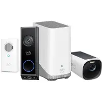 Eufy Sonnette vidéo E340 avec carillon + Homebase 3 S380 + EUFYCAM 3 - DEVIOUS BUNDEL (Filaire, Sans fil, WiFi)