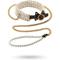 Guilty Pleasure - collier perlé avec laisse - noir