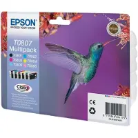 Epson Multipack T0807 (Colibri) - Pack 6 cartouches d'encre - noir, jaune, cyan, magenta, magenta clair, cyan clair