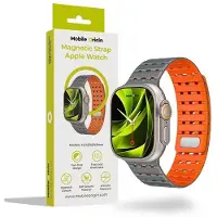 Mobile Origin Bracelet magnétique , gris/orange - AW Ultra 2/1 (49 mm), 9/8/7 (45 mm), 6/SE/5/4 (44 mm), 3/2/1 (42 mm)