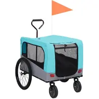 vidaXL Remorque vélo 2 en 1 pour chiens et poussette Bleu et gris