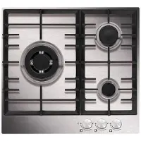Airlux Table de cuisson gaz 60cm 3 feux inox - - AT635HIX -