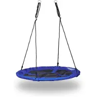 Relaxdays Balançoire Nid D'oiseau Rond Pour Le Jardin Avec Assise Bleu