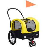 vidaXL Remorque vélo 2 en 1 pour chiens et poussette Jaune et noir