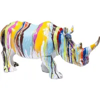 Kare design Déco rhino blanc coulées de peinture 55cm