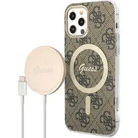 GUESS Set Gubpp12mh4eacsw+ Charger Iphone 12 Pro 4g Print Phone Case Clair