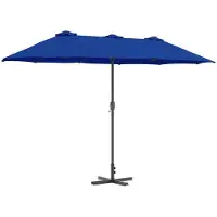 vidaXL Parasol de jardin bleu azur 370 x 197 x 239 cm