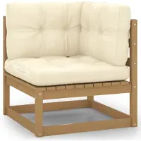 vidaXL Canapé D'angle De Jardin Avec Coussins Crème Bois De Pin Massif