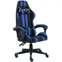 vidaXL Fauteuil de jeux vidéo Noir et bleu Similicuir