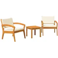 vidaXL Ensemble de salon de jardin avec coussins, 3 pièces, polyester marron