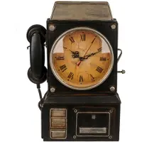 24hShop Boîte à clefs Horloge Téléphone noire Vintage