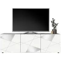 Victory Meuble TV CANTIANO - 3 portes - Laqué blanc