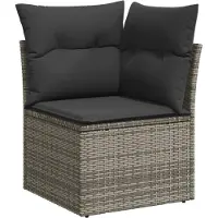 vidaXL Ensemble de 13 canapés de jardin avec coussins Gris Poly Rattan