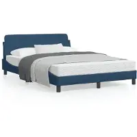 vidaXL Cadre de lit avec tête de lit "Dover" bleu 140x200 cm Tissu