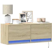vidaXL Armoire TV murale avec éclairage LED Chêne Sonoma 100x31x35 cm