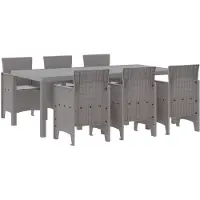 vidaXL Ensemble de salle à manger de jardin , 7 pièces, gris clair, polypropylène