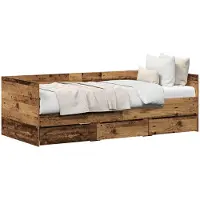 vidaXL Lit de jour avec tiroirs, en bois recyclé, 90 x 200 cm, fabriqué en bois composite