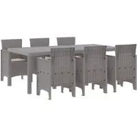 vidaXL Ensemble de salle à manger de jardin , 7 pièces, gris clair, polypropylène