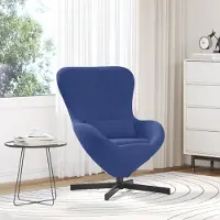 vidaXL Fauteuil œuf Bleu police 63 x 73 x 90 cm Velours