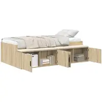 vidaXL Cadre de lit avec rangement Chêne Sonoma 90 x 200 cm Bois composite