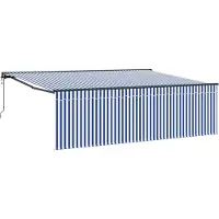 vidaXL Store rétractable bleu et blanc 400 x 300 cm