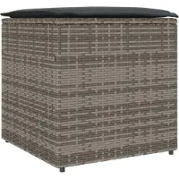 vidaXL Coffre à coussins avec rangement Gris 50 x 50 x 50 cm Poly-Rattan