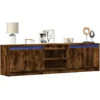 vidaXL Armoire TV avec éclairage LED chêne fumé 180x34x50 cm