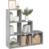 vidaXL Étagère séparatrice de pièce à 3 niveaux gris béton 99x29x99 cm