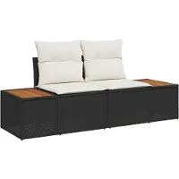 vidaXL Canapé de jardin noir 184 x 62 x 85cm Poly-Rattan