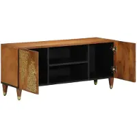 vidaXL Meuble TV avec porte, brun miel, 105 x 33 x 46 cm, bois massif de manguier