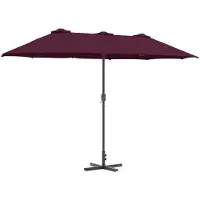 vidaXL Parasol de jardin rouge bordeaux 370 x 197 x 239 cm