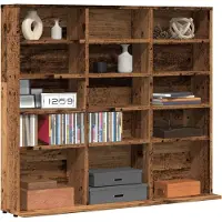 vidaXL Étagère à CD aspect bois ancien 100x23x89,5 cm Matériau dérivé du bois