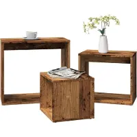 vidaXL Tables gigognes 3 pcs vieux bois bois d'ingénierie