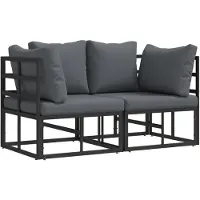 vidaXL Mobilier de jardin, lot de 2, noir et anthracite, 71,5 x 71,5 x 71 cm