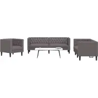 vidaXL Ensemble de canapé Chesterfield 3 pièces Gris Similicuir