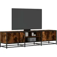 vidaXL Armoire TV chêne fumé 160x35x41 cm Bois composite et métal