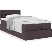 vidaXL Lit ottoman avec matelas brun foncé 90x200 cm Tissu