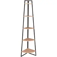 CALICOSY Etagère D'angle En Métal Et Bois Colorado - L. 34 X H. 180 Cm - Noir