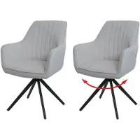 Mendler Lot de 2 chaises de salle à manger HWC-L79, chaise de cuisine, chaise avec accoudoirs, pivotante Auto-Position tissu/textile crème-beige