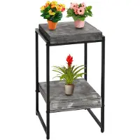 Mendler Table À Fleurs Hwc-K71, Étagère À Fleurs Table D'appoint Étagère À Plantes, Certifiée Mvg Mdf Métal Gris Foncé, 61cm